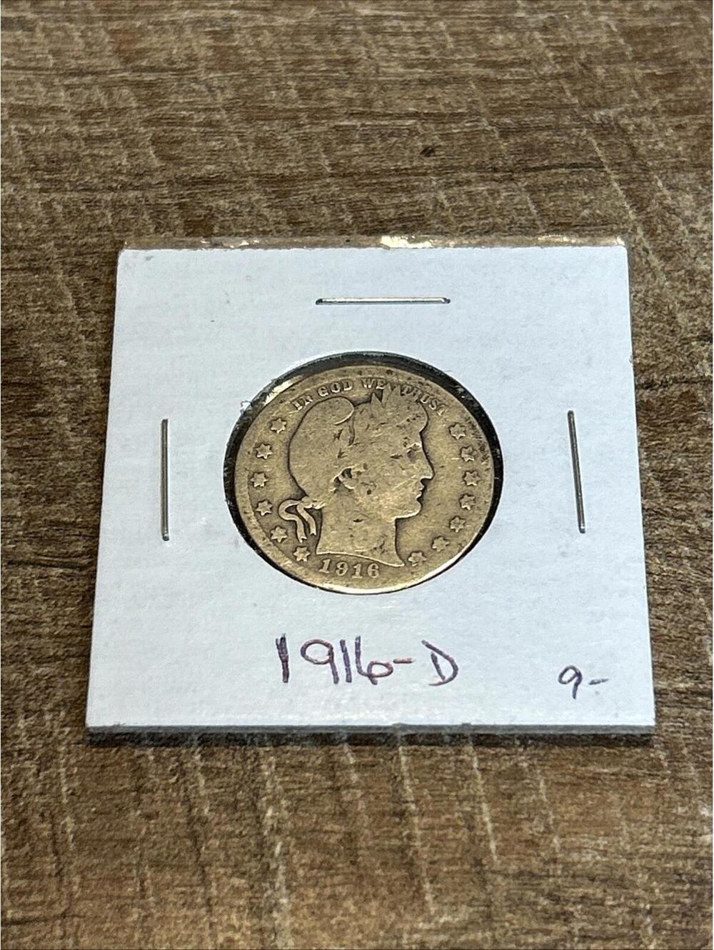 1916-D Denver Mint Silver Barber Quarter